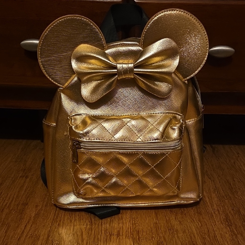 Disney Gold Kids Backpack with Bow and Ears